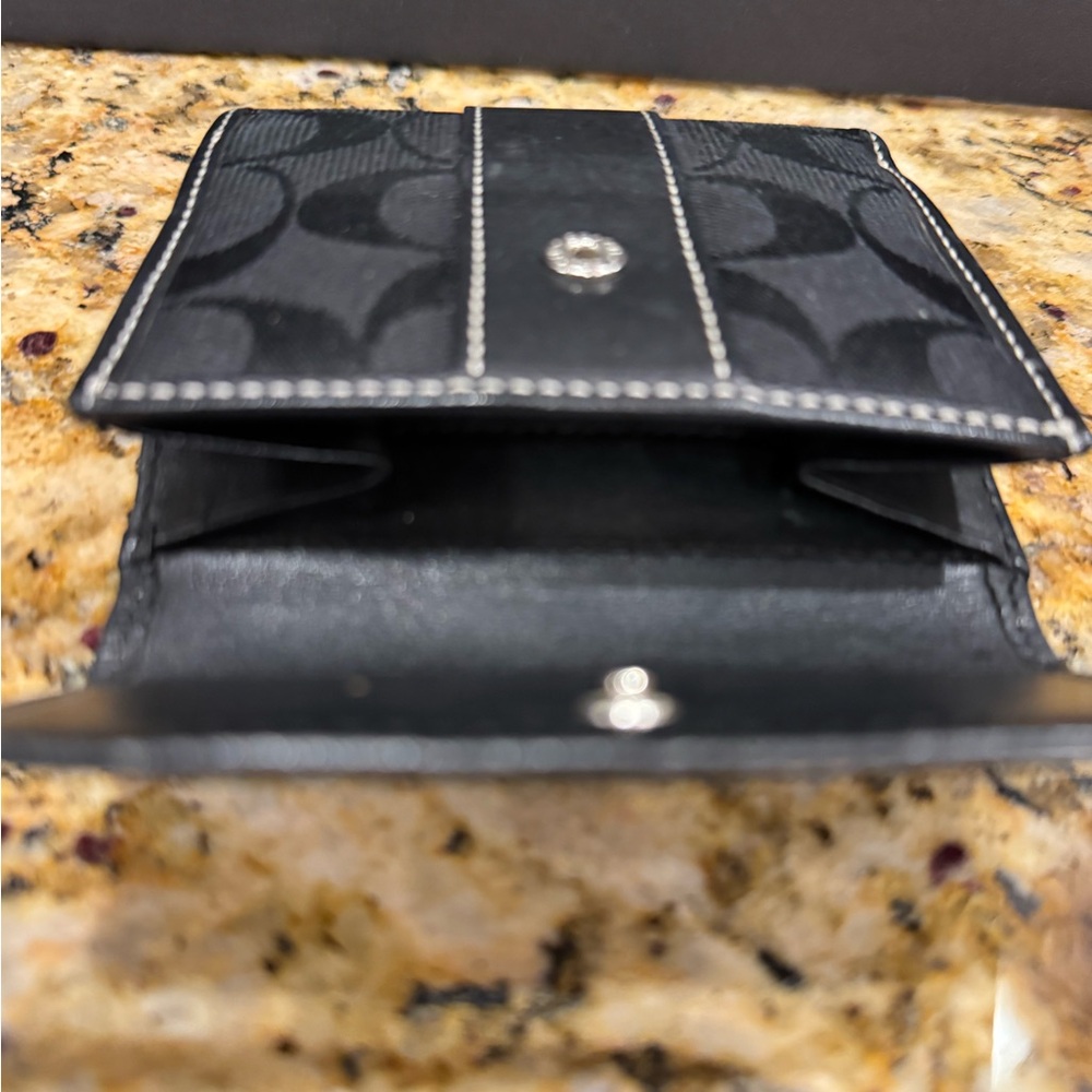 Coach Black Men leather and canvas men wallet - Picture 4 of 8